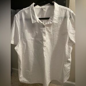 L.L. Bean Women’s White Textured Casual Shirt 1X